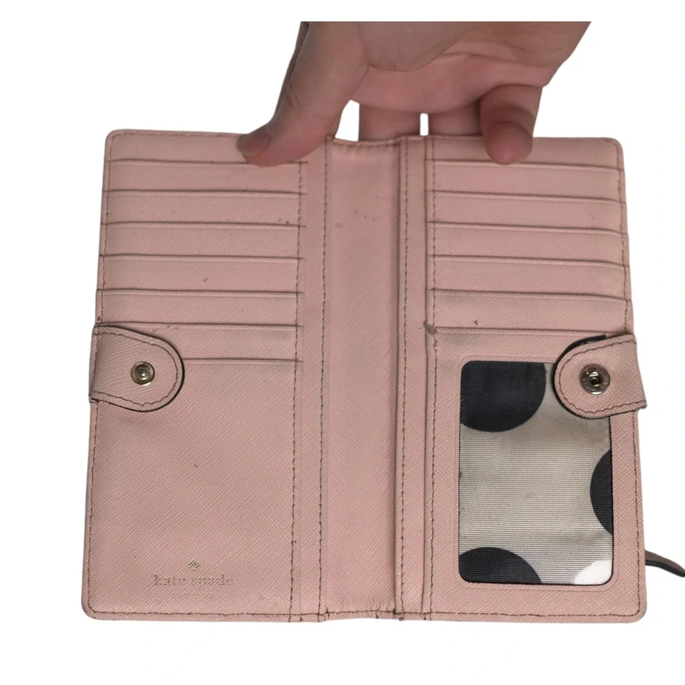 Kate Spade Stacy Wallet Cream Black Saffiano Leather Bifold